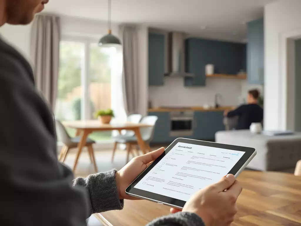 Person reviewing a home maintenance plan on a tablet